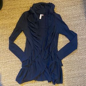 Navy Ruffle Sweater